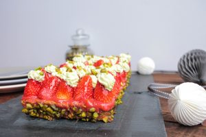 Tarte aux fraises et à la crème de pistache de Christophe Michalak