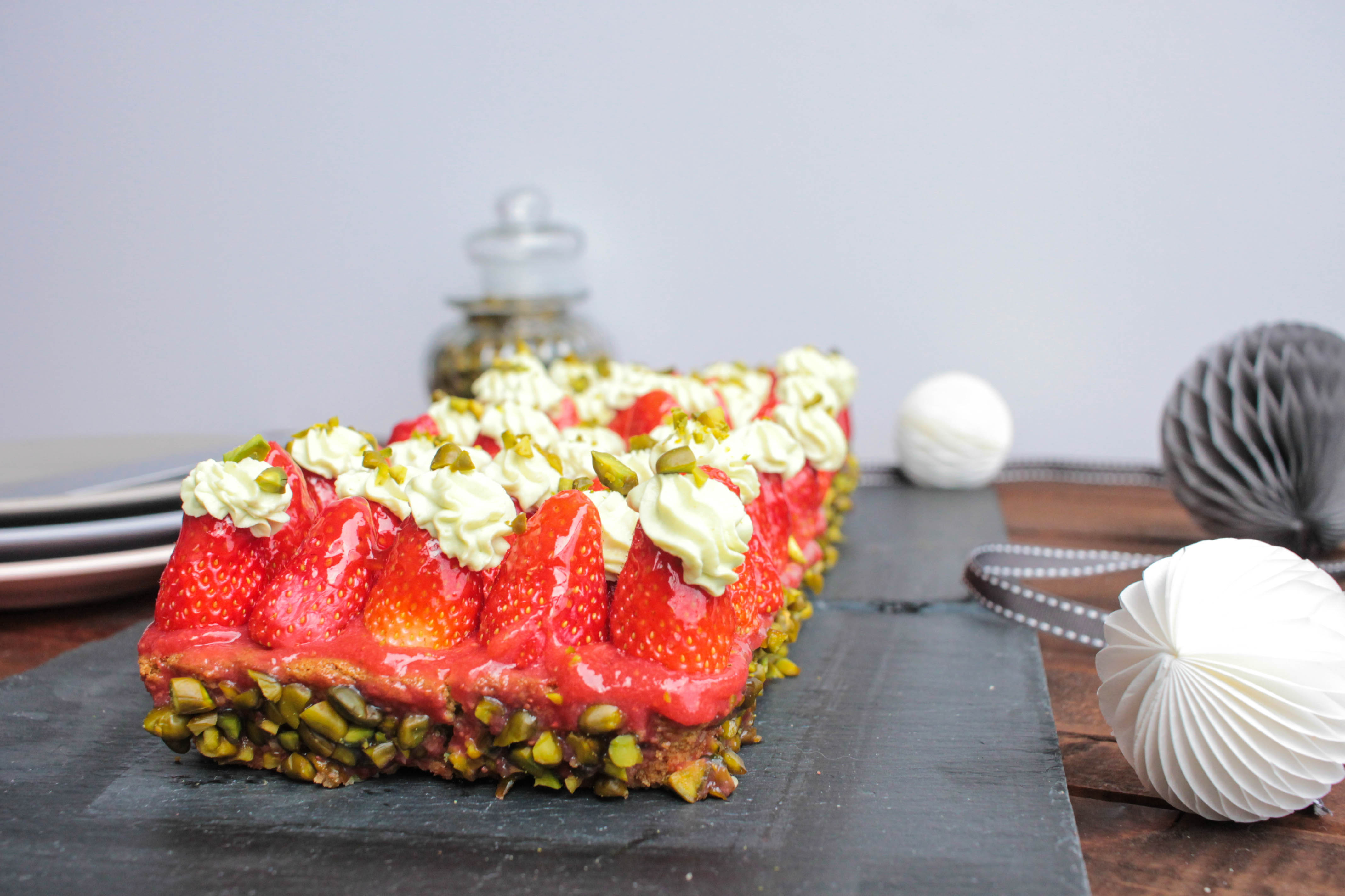 Tarte aux fraises et à la crème de pistache de Christophe Michalak