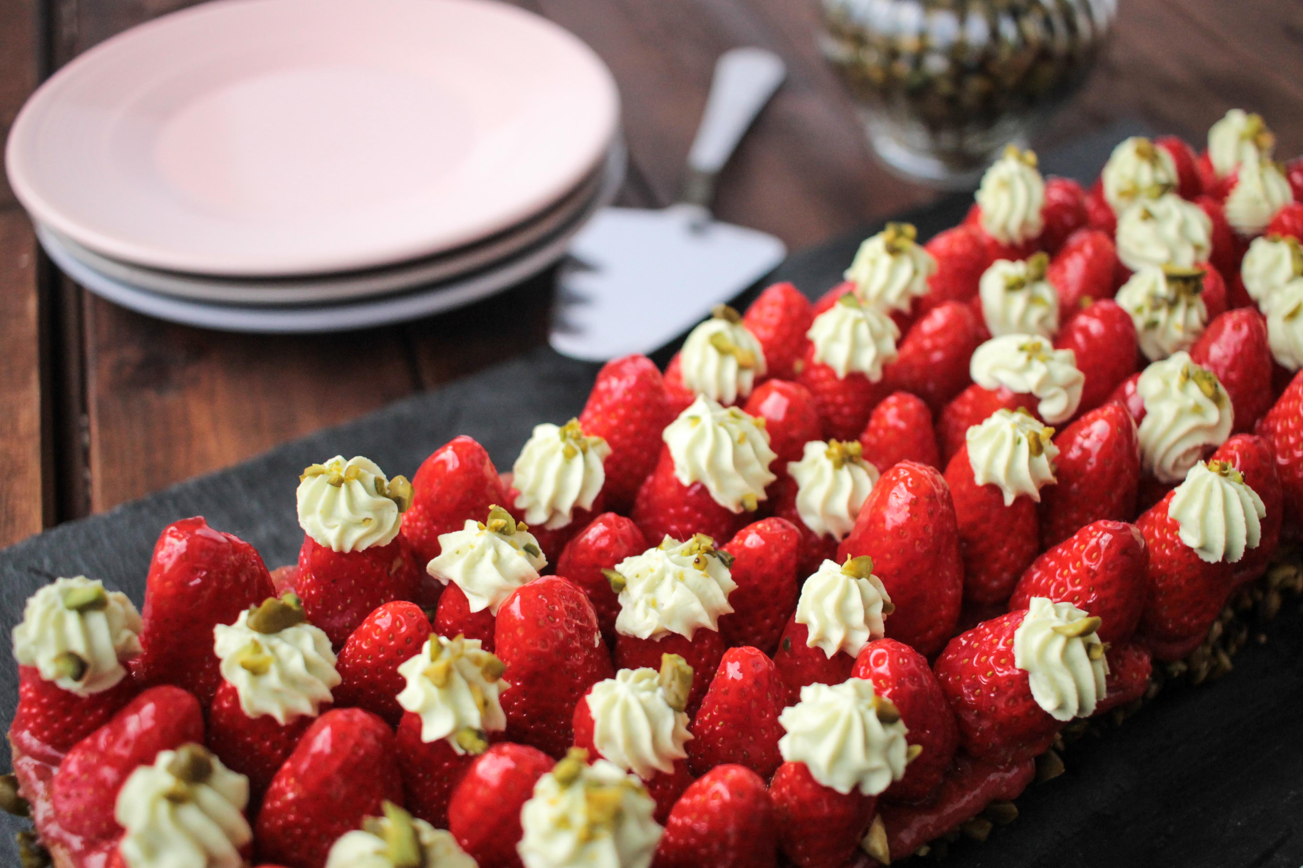 Tarte aux fraises et à la crème de pistache de Christophe Michalak