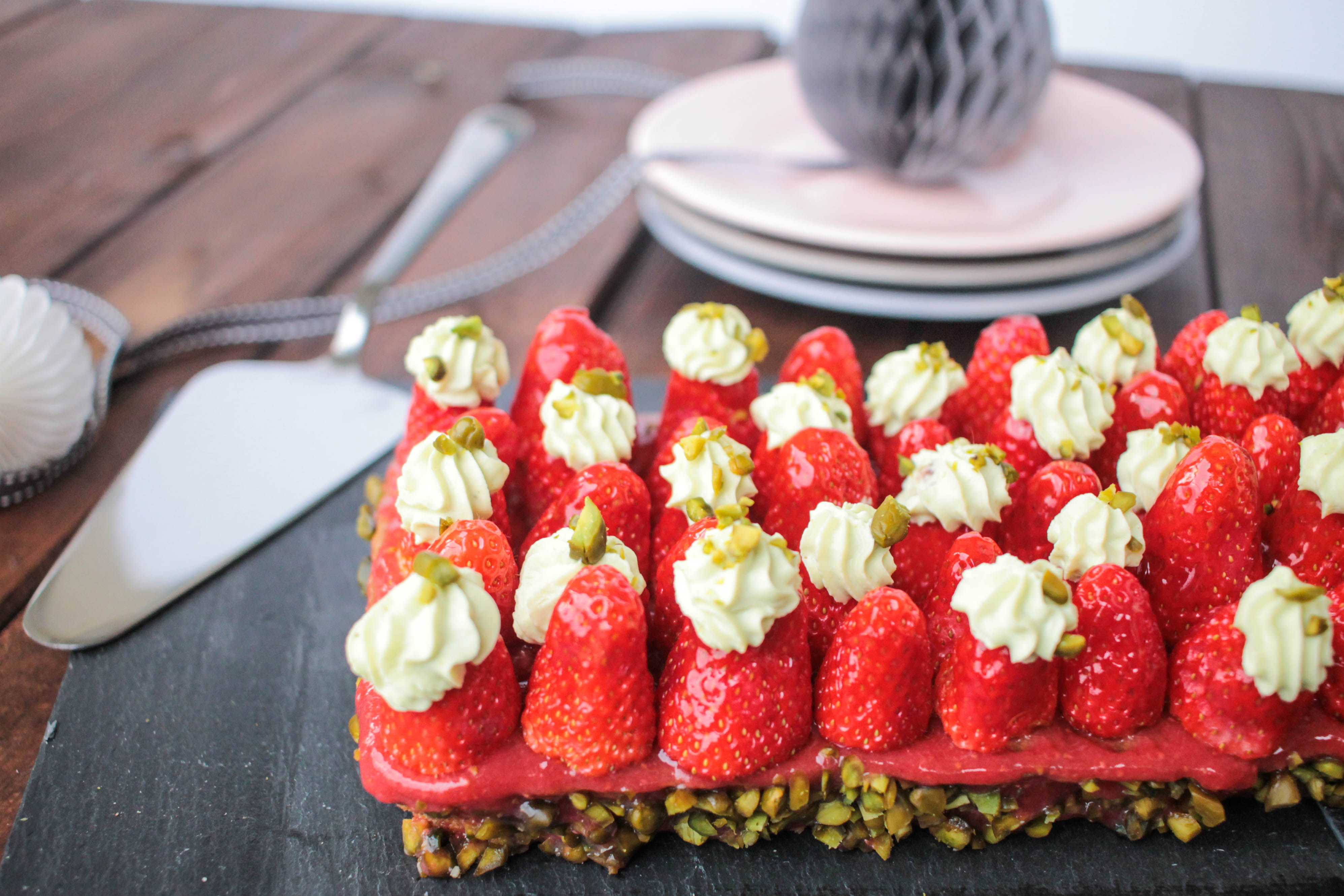 Tarte aux fraises et à la crème de pistache de Christophe Michalak