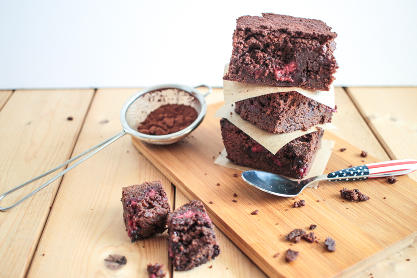 Brownie chocolat framboises