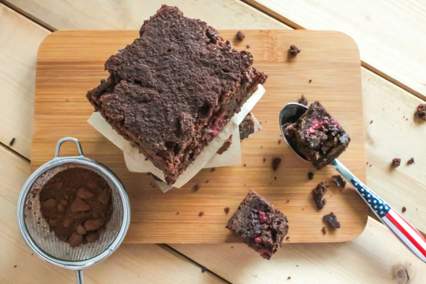 Brownie chocolat framboises