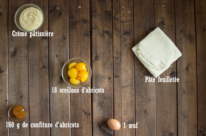 Feuilletés aux abricots et à la crème pâtissière