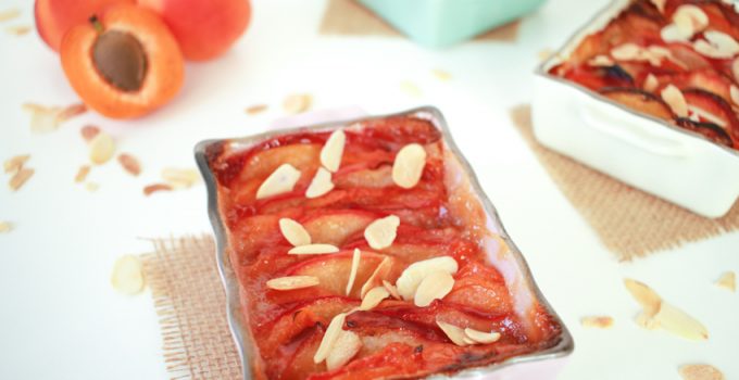 Tians aux pêches et abricots sur lit de crème d’amandes