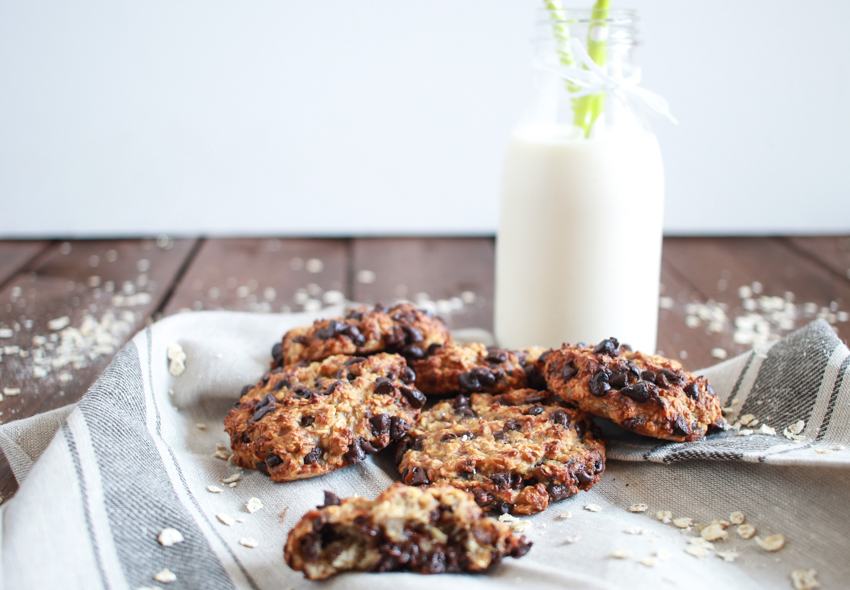 cookies aux bananes, flocons d'avoine et pépites de chocolat