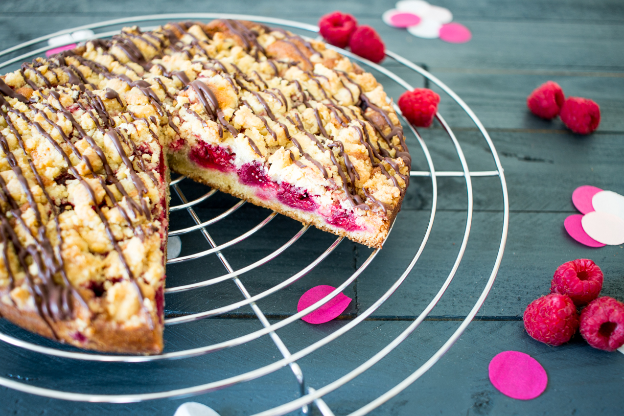 Crumb cake framboises chocolat