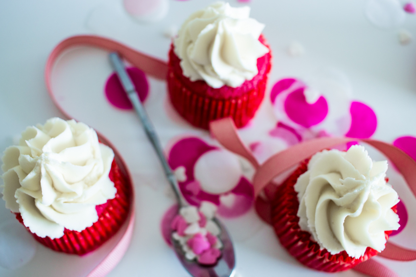 Pink velvet cupcakes pour la Saint-Valentin
