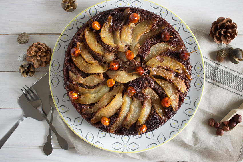 Gâteau renversé poire-chocolat