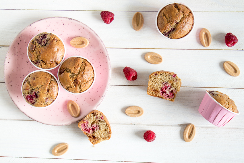 Muffins aux framboises et chocolat Dulcey