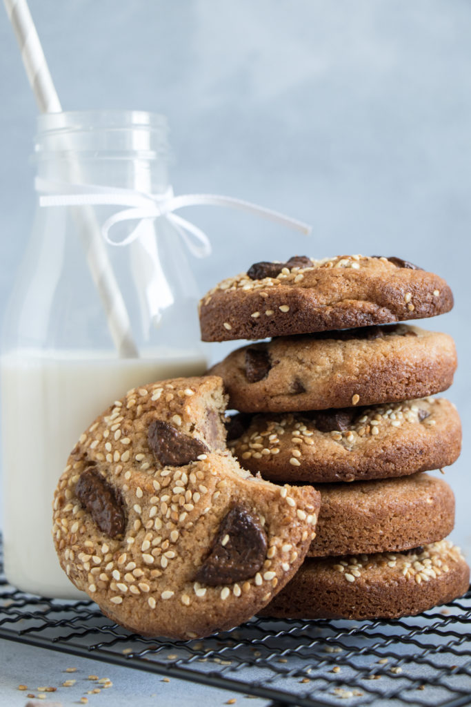 Cookies tahini, chocolat au lait