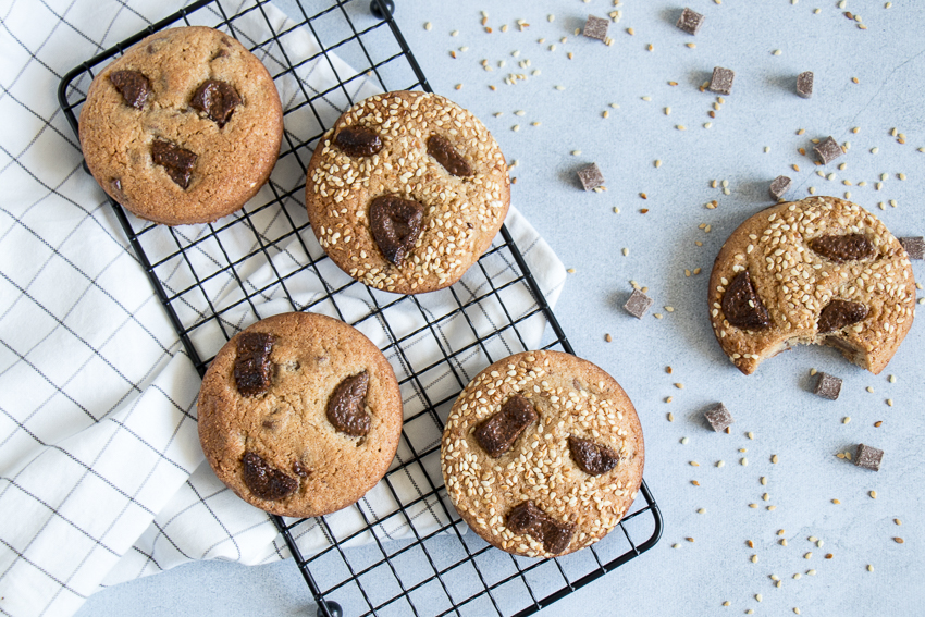 Cookies tahini, chocolat au lait