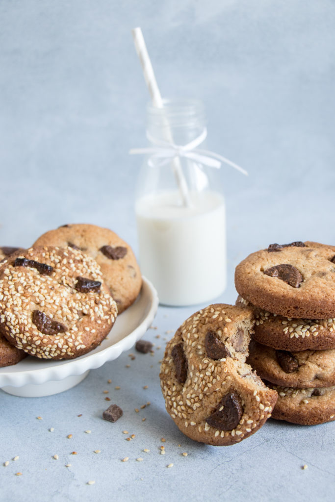 Cookies tahini, chocolat au lait