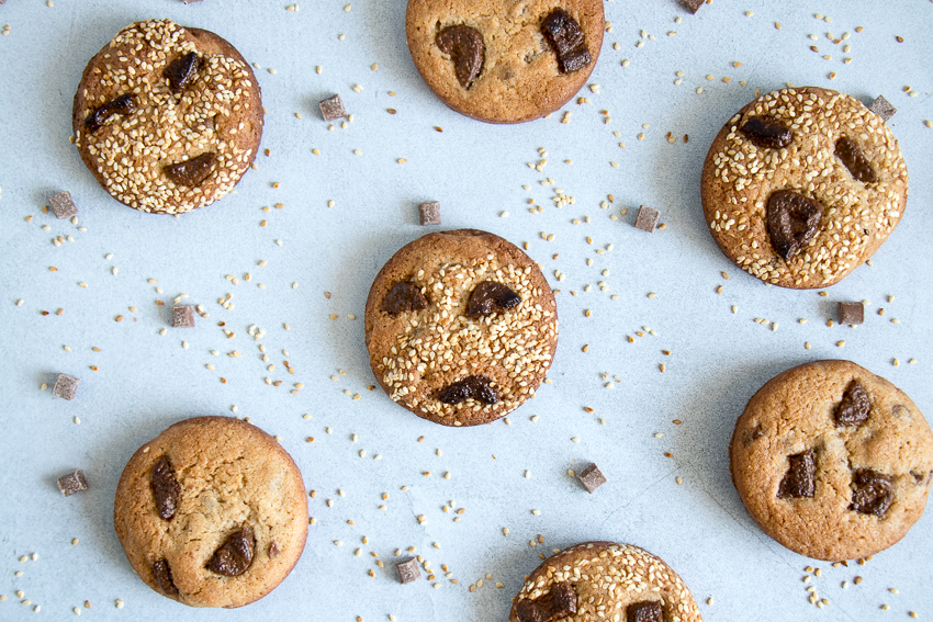 Cookies tahini, chocolat au lait