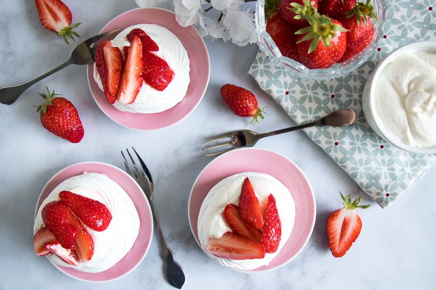 Mini pavlovas aux fraises