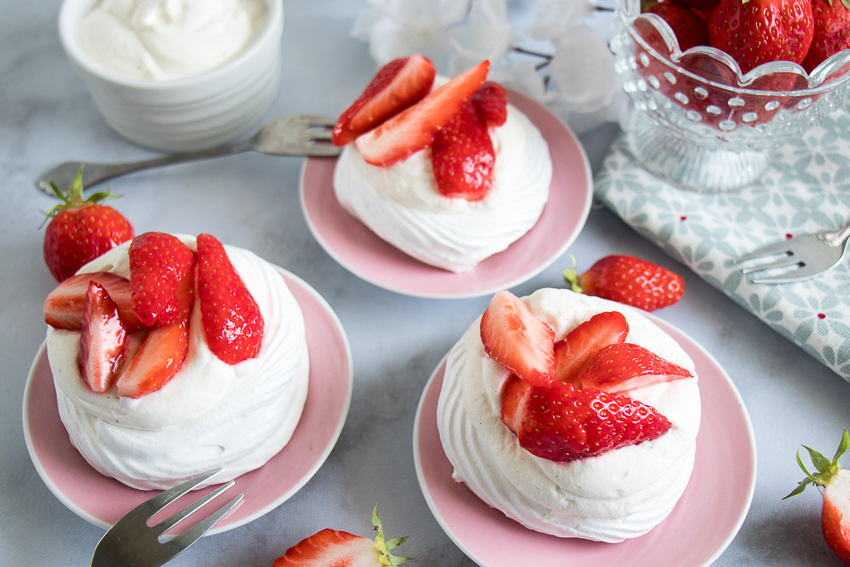 Mini pavlovas aux fraises