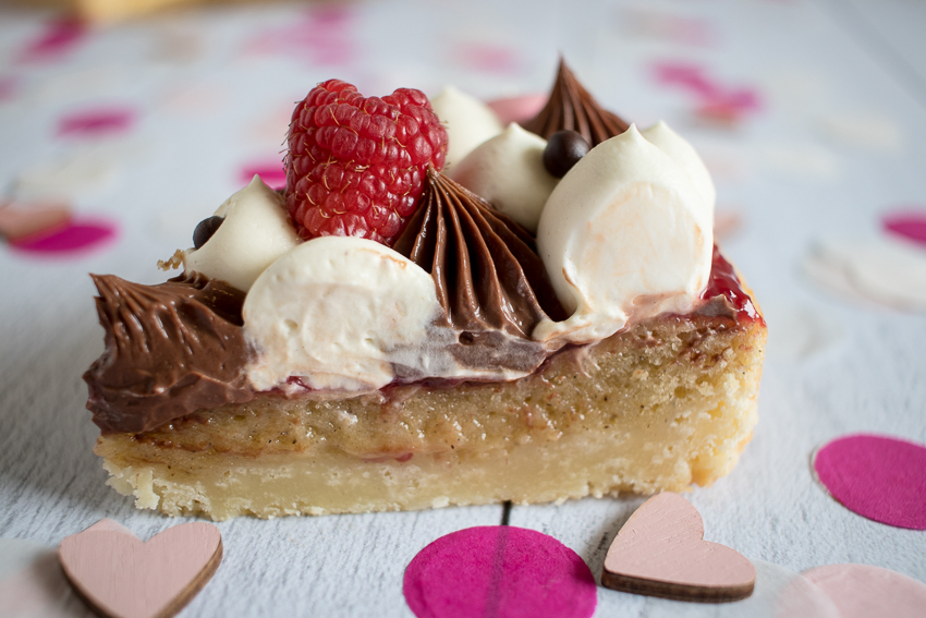 Tarte chocolat vanille et framboises