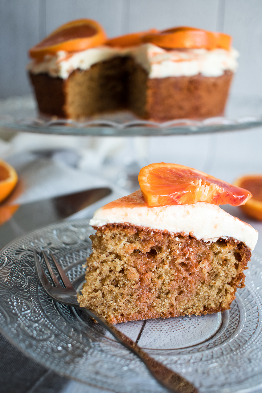 Gâteau oranges sanguines, amandes et cream cheese