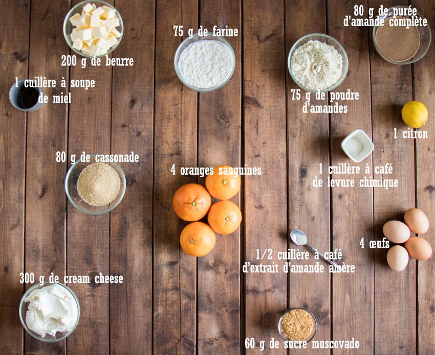 Gâteau oranges sanguines, amandes et cream cheese