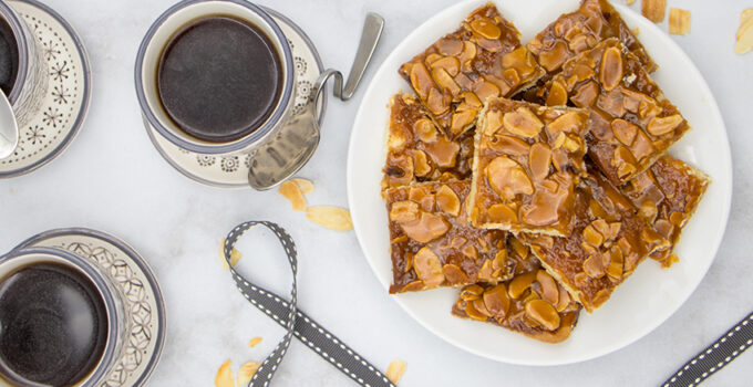 Carrés gourmands caramel amandes