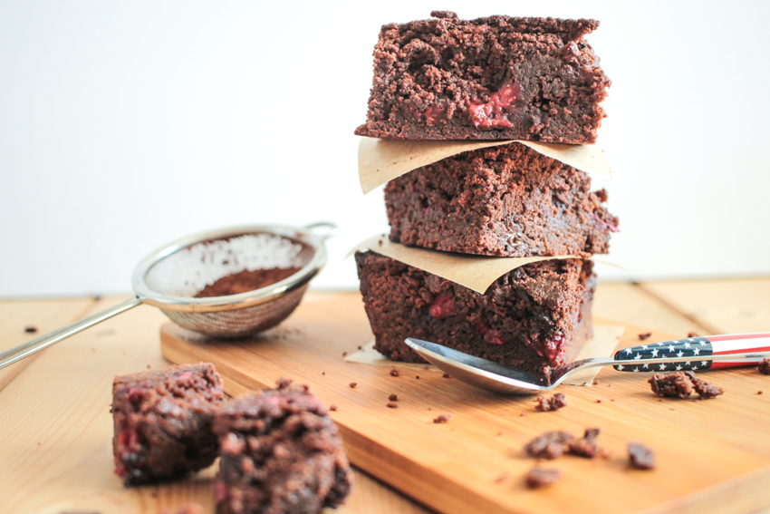 Brownie chocolat framboises