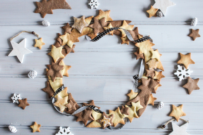 couronne de sablés de Noël vanille / cacao